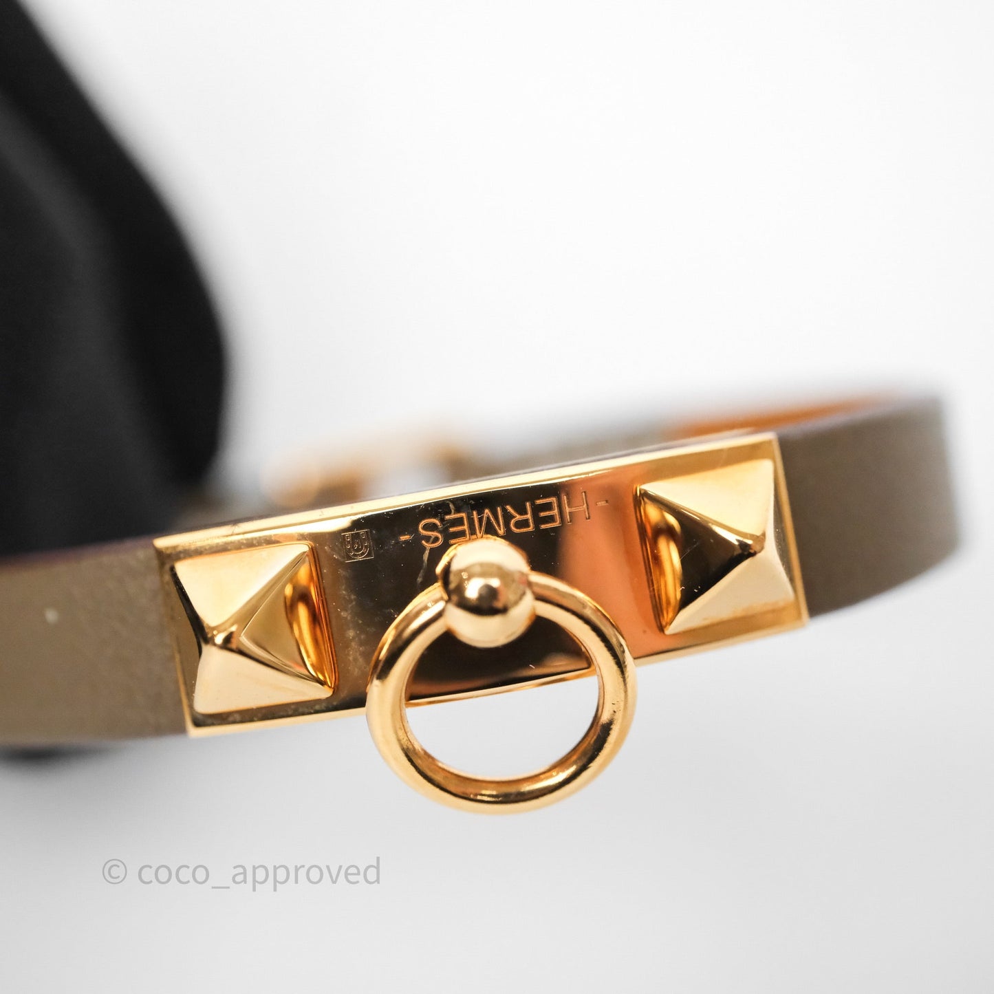Hermès Rivale Mini Bracelet Etoupe 18 Swift Rose Gold Hardware