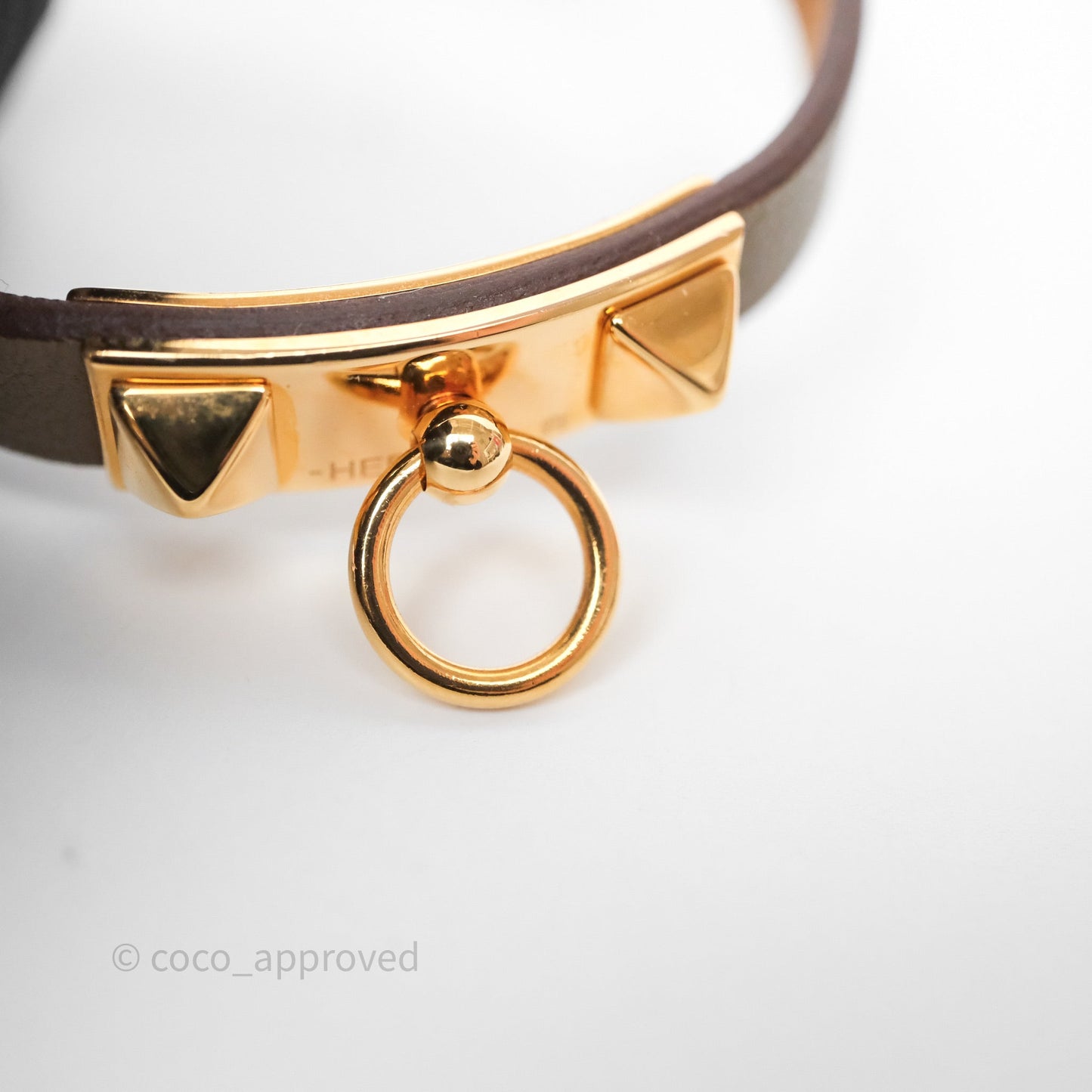 Hermès Rivale Mini Bracelet Etoupe 18 Swift Rose Gold Hardware