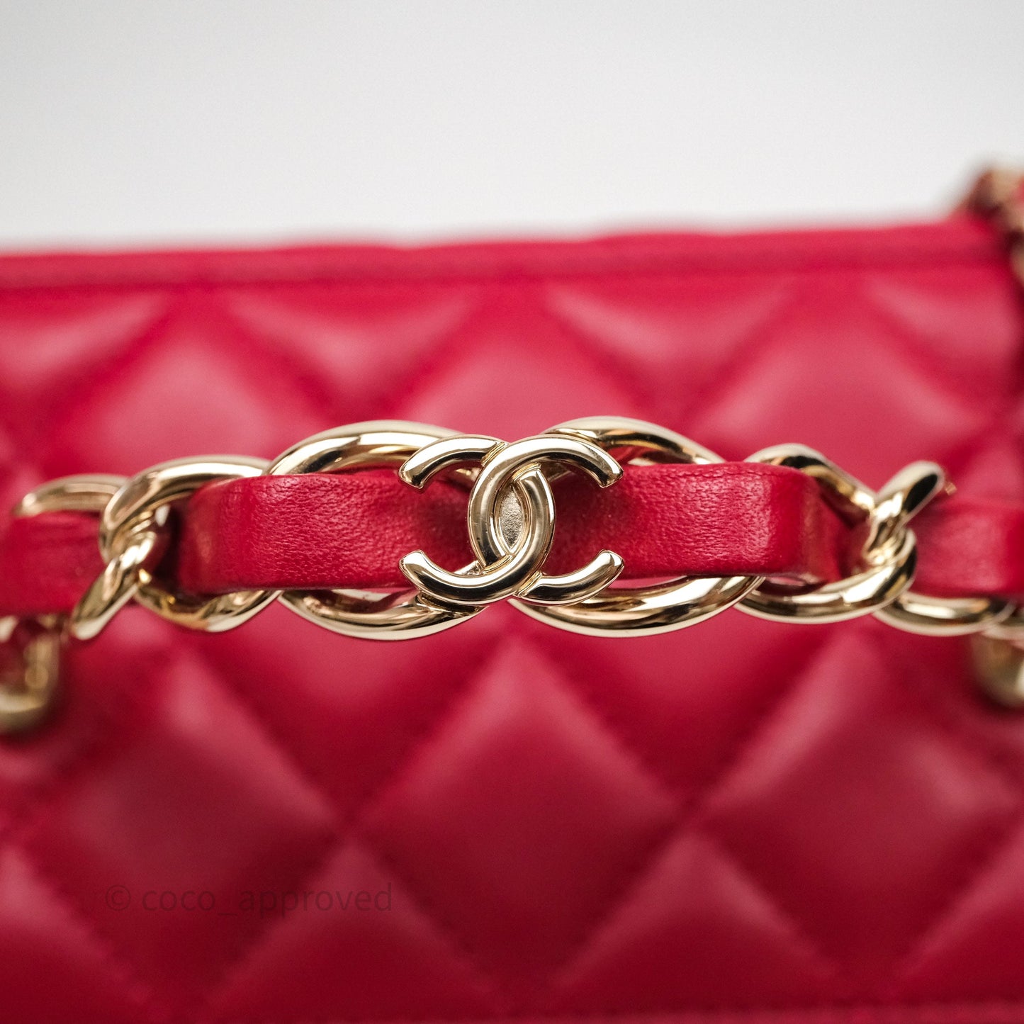 Chanel Logo Top Handle Vanity Rectangular Red Light Gold Hardware