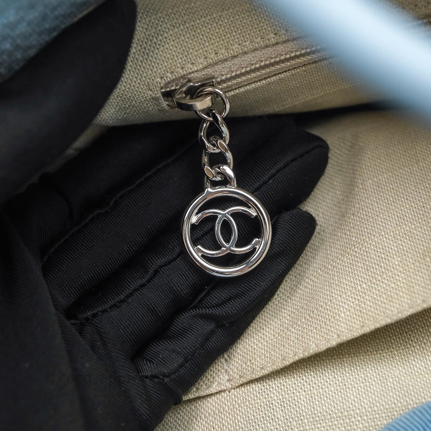Chanel New Small Deauville Tote Blue Canvas Silver Hardware