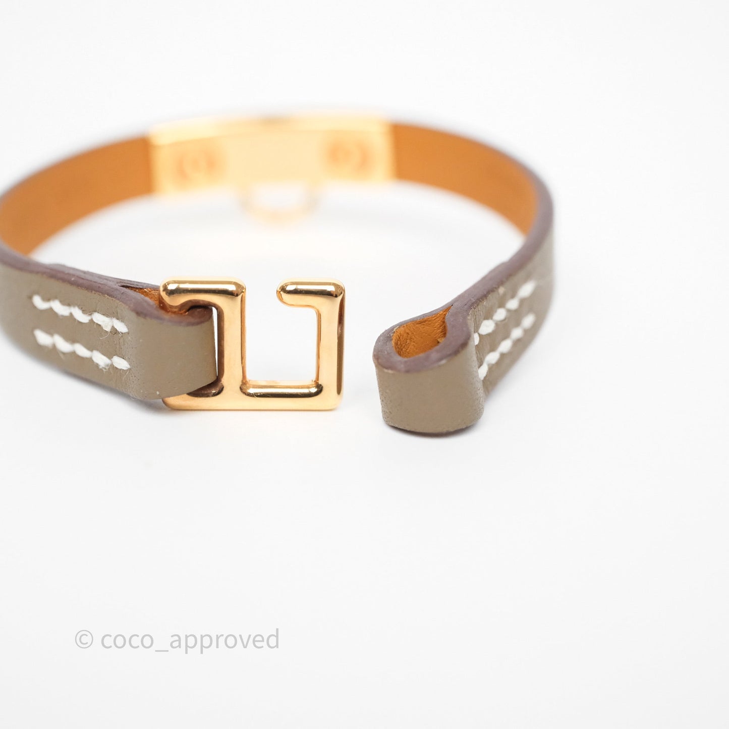 Hermès Rivale Mini Bracelet Etoupe 18 Swift Rose Gold Hardware