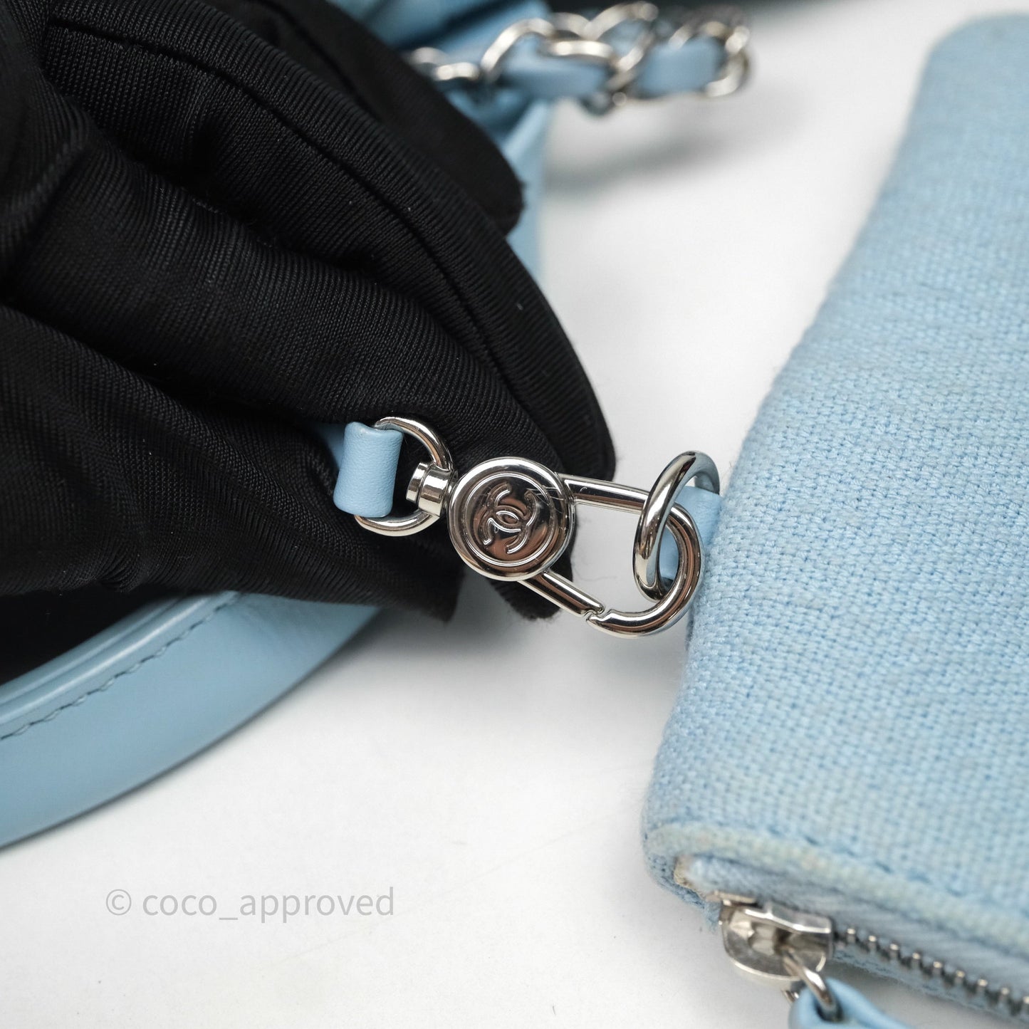 Chanel New Small Deauville Tote Blue Canvas Silver Hardware
