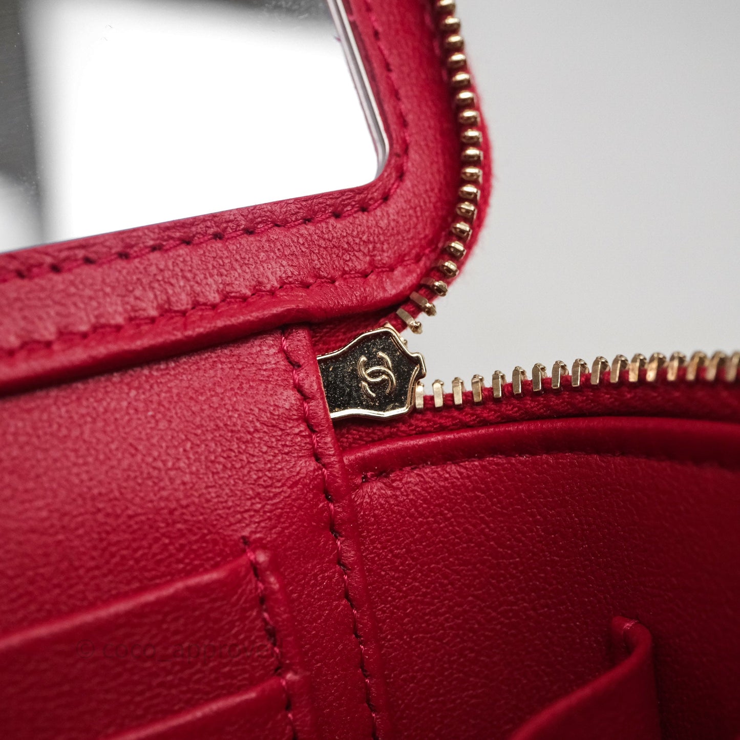 Chanel Logo Top Handle Vanity Rectangular Red Light Gold Hardware
