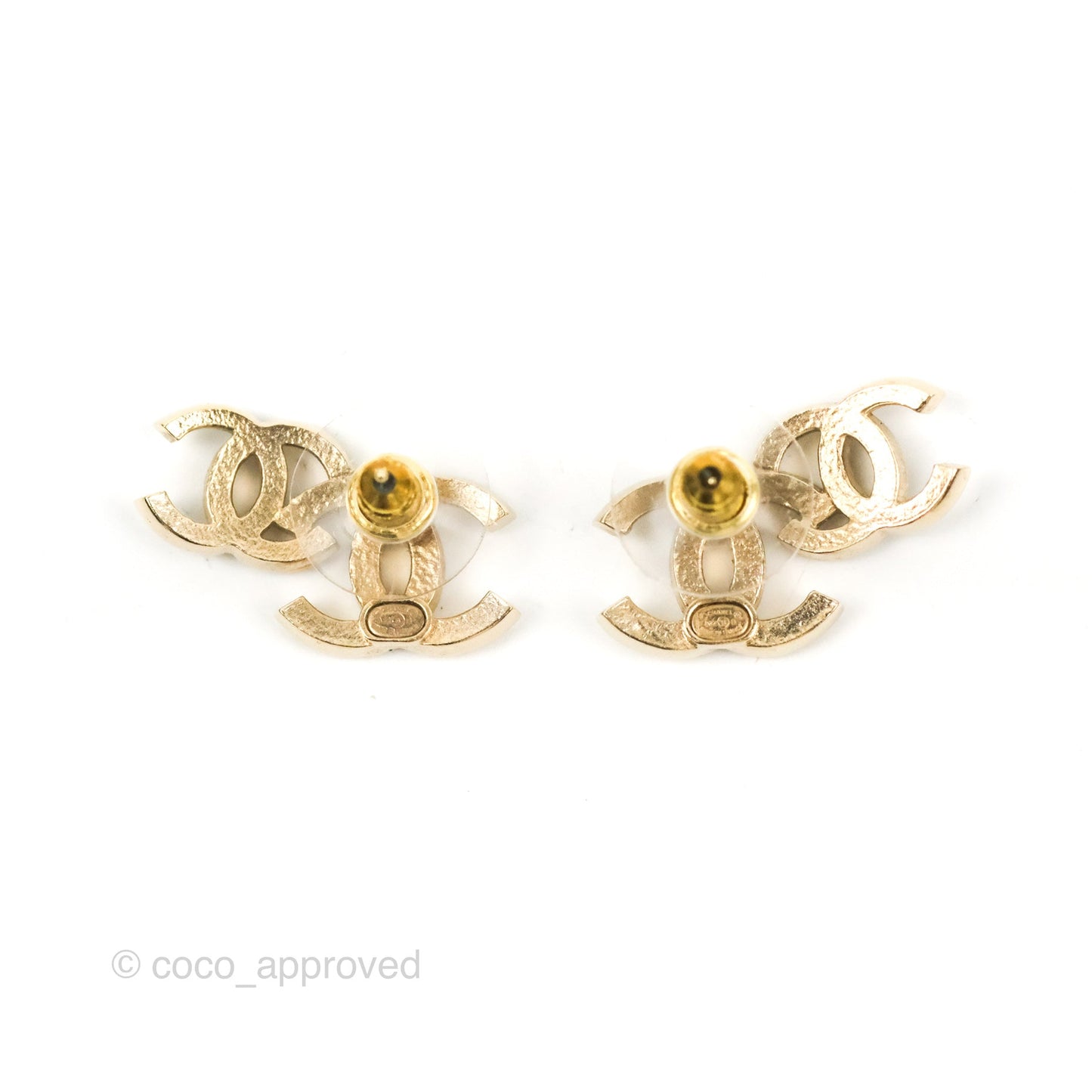 Chanel Crystal Black Double CC Earrings Gold Tone 22B