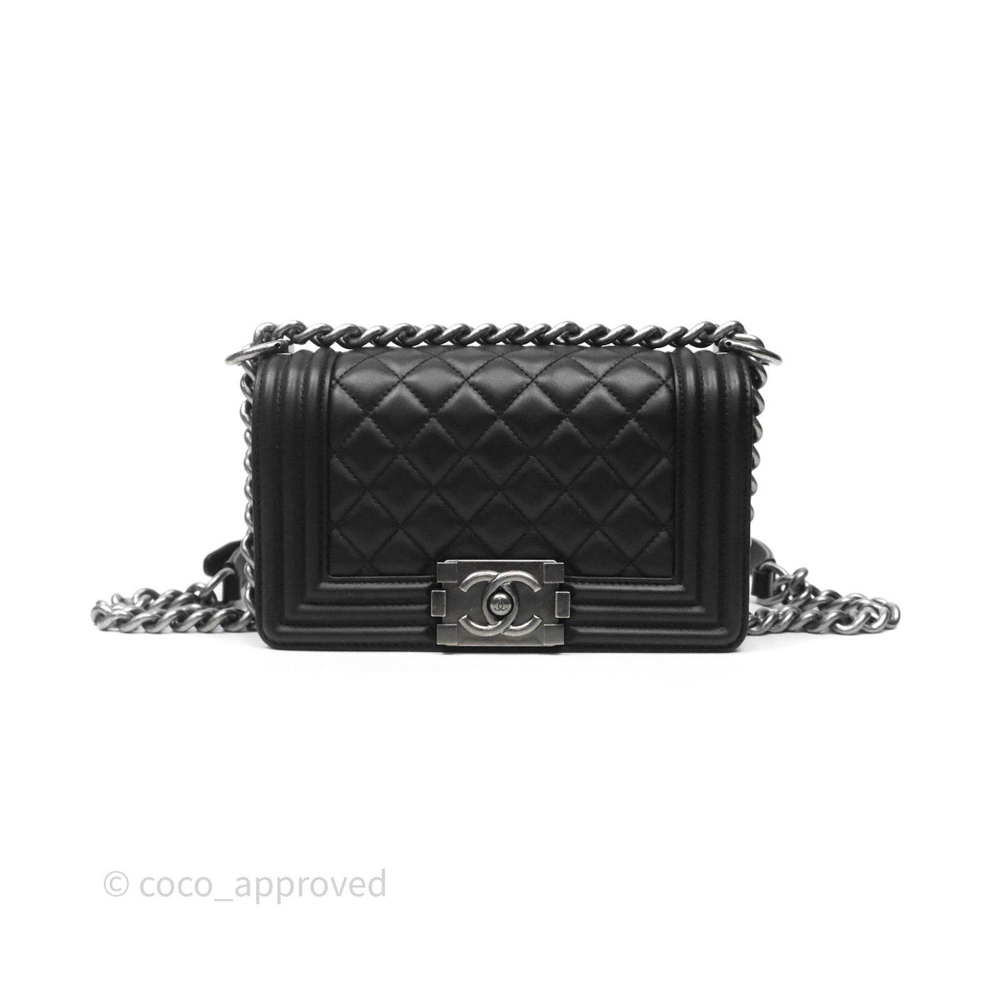 Chanel Small Boy Black Lambskin Ruthenium Hardware