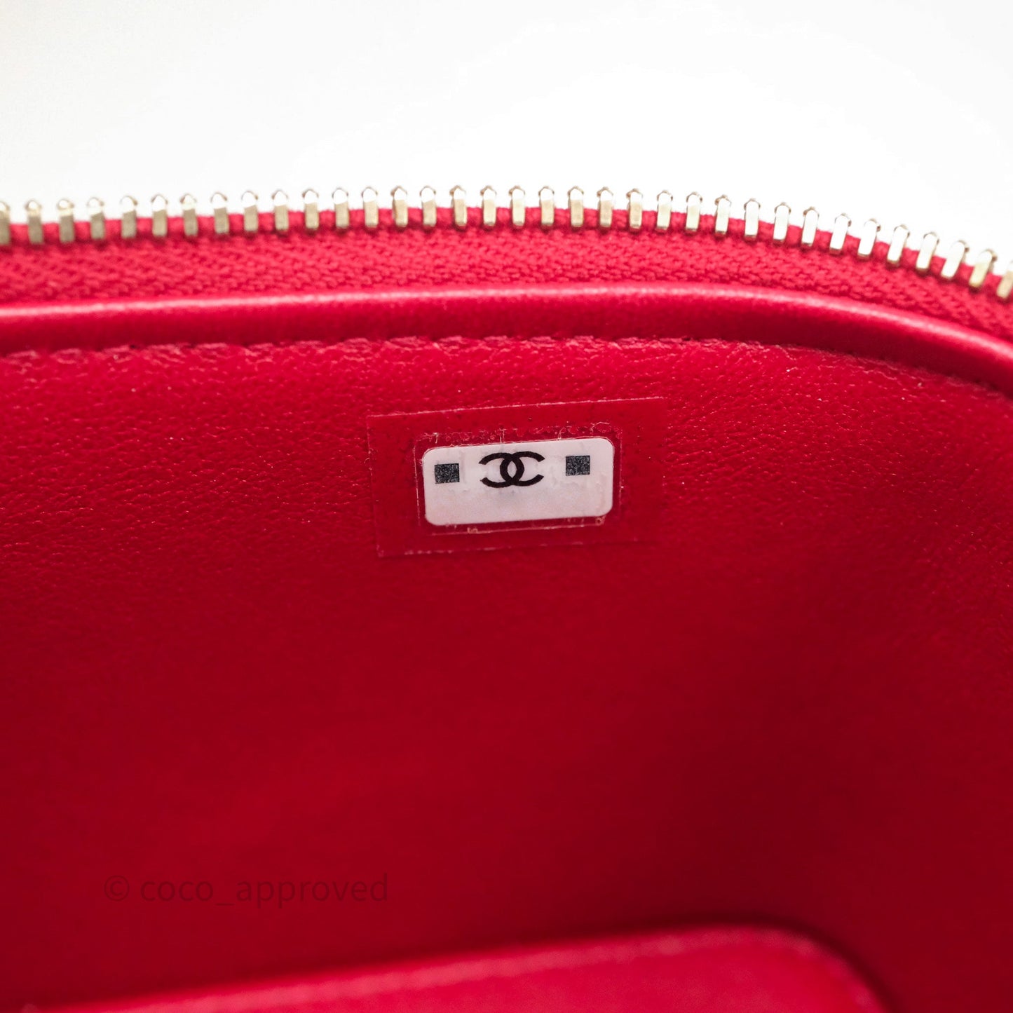Chanel Logo Top Handle Vanity Rectangular Red Light Gold Hardware