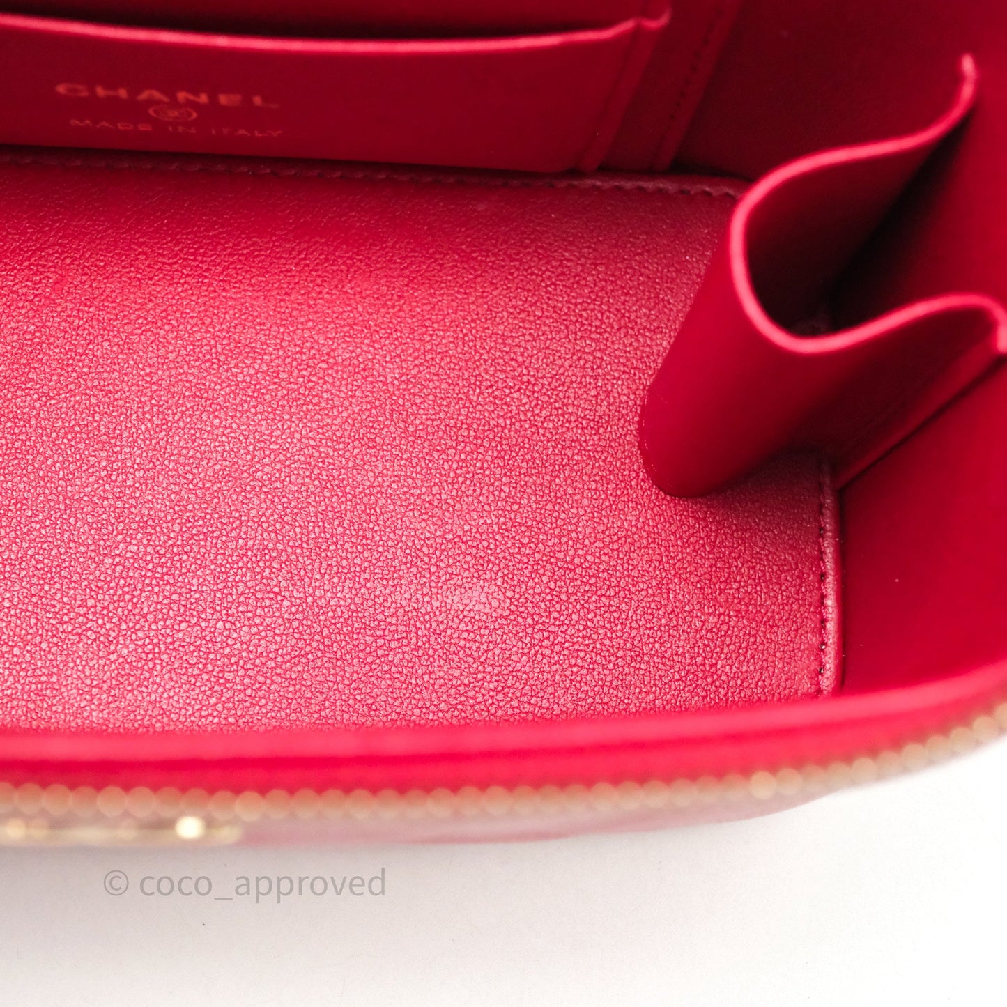 Chanel Logo Top Handle Vanity Rectangular Red Light Gold Hardware