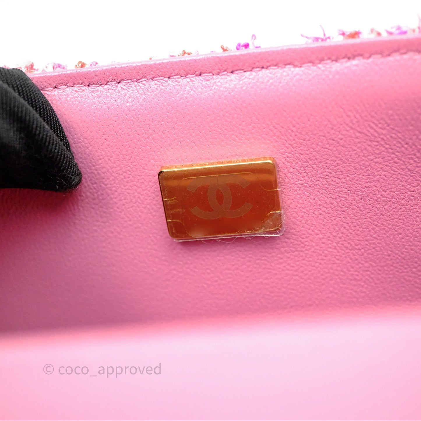 Chanel Tweed Quilted Mini Rectangular Flap Pink Tweed Gold Hardware