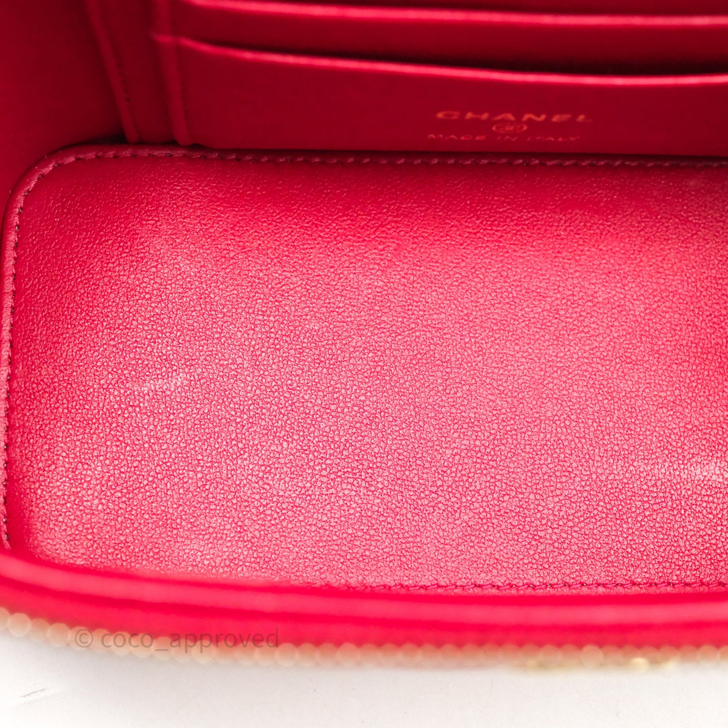 Chanel Logo Top Handle Vanity Rectangular Red Light Gold Hardware