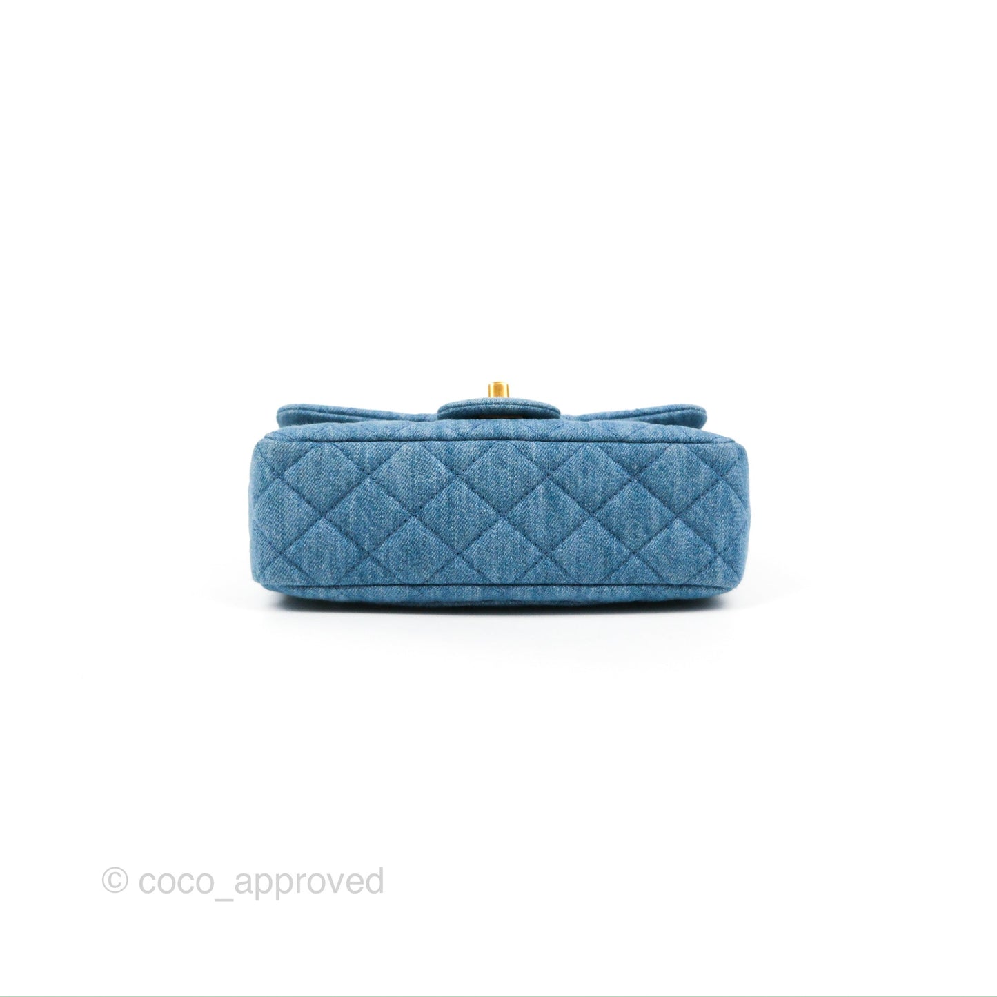 Chanel Mini Rectangular Pearl Crush Quilted Denim Aged Gold Hardware 22C