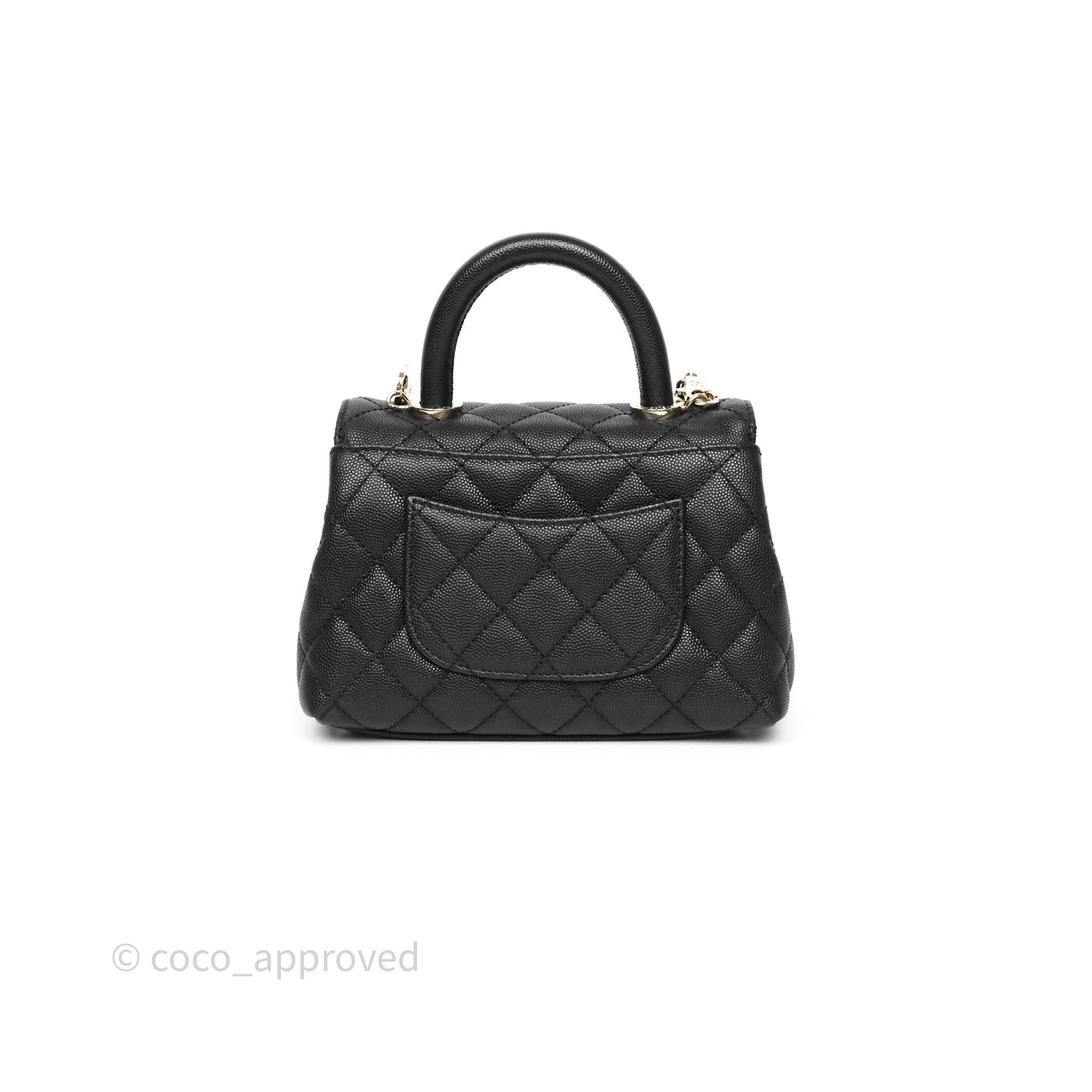 Chanel Mini Coco Handle Quilted Black Caviar Gold Hardware