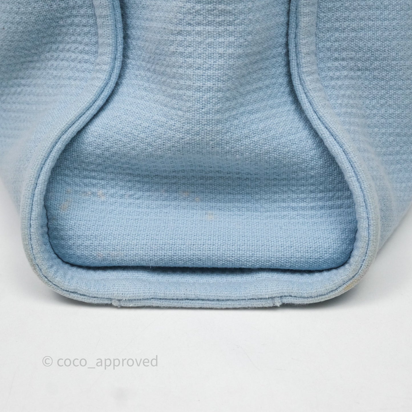 Chanel New Small Deauville Tote Blue Canvas Silver Hardware