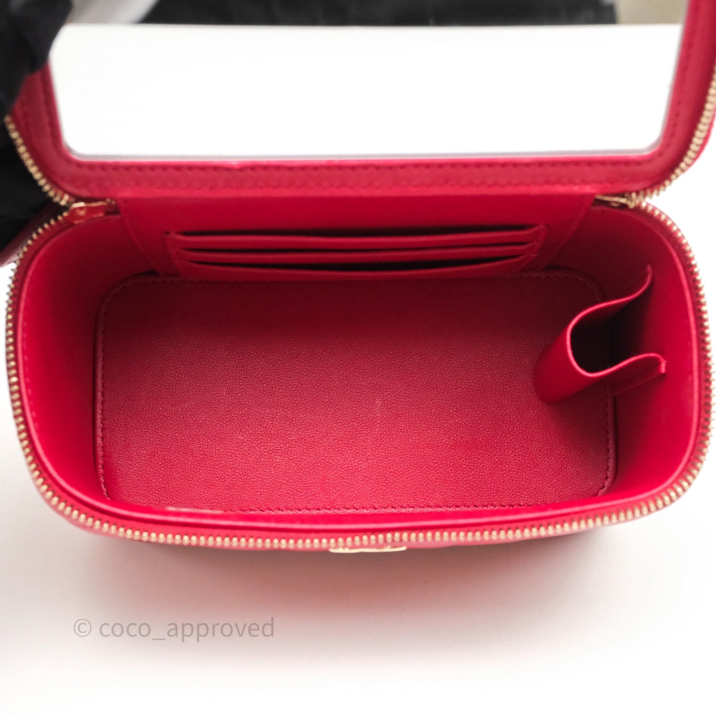 Chanel Logo Top Handle Vanity Rectangular Red Light Gold Hardware