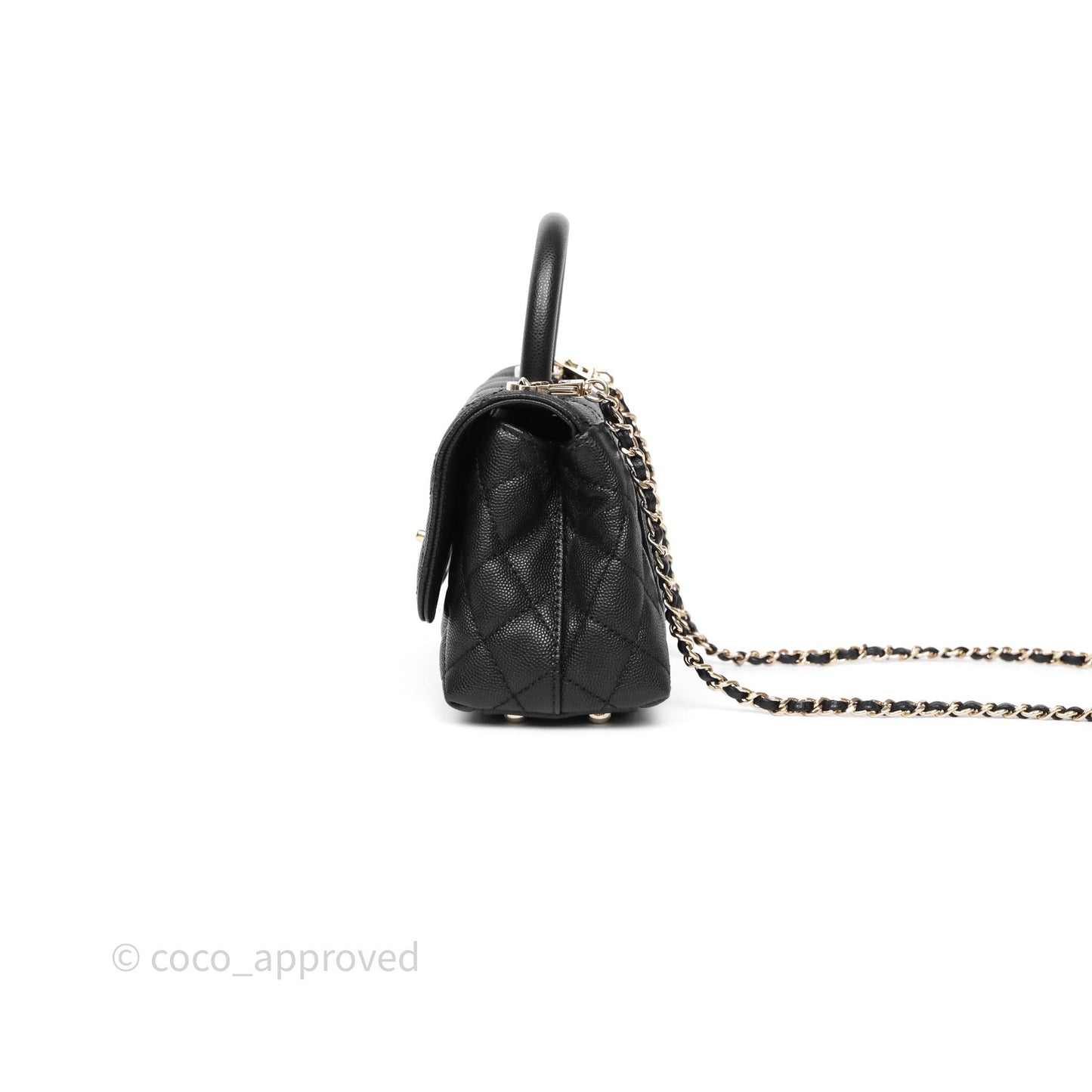 Chanel Mini Coco Handle Quilted Black Caviar Gold Hardware