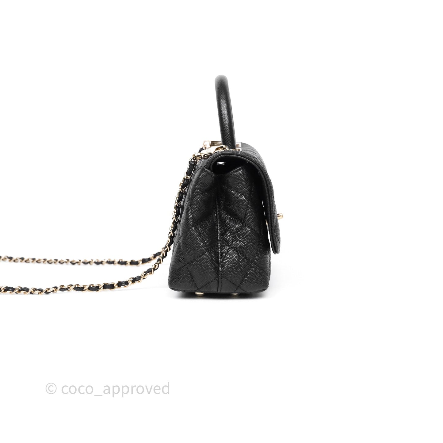 Chanel Mini Coco Handle Quilted Black Caviar Gold Hardware