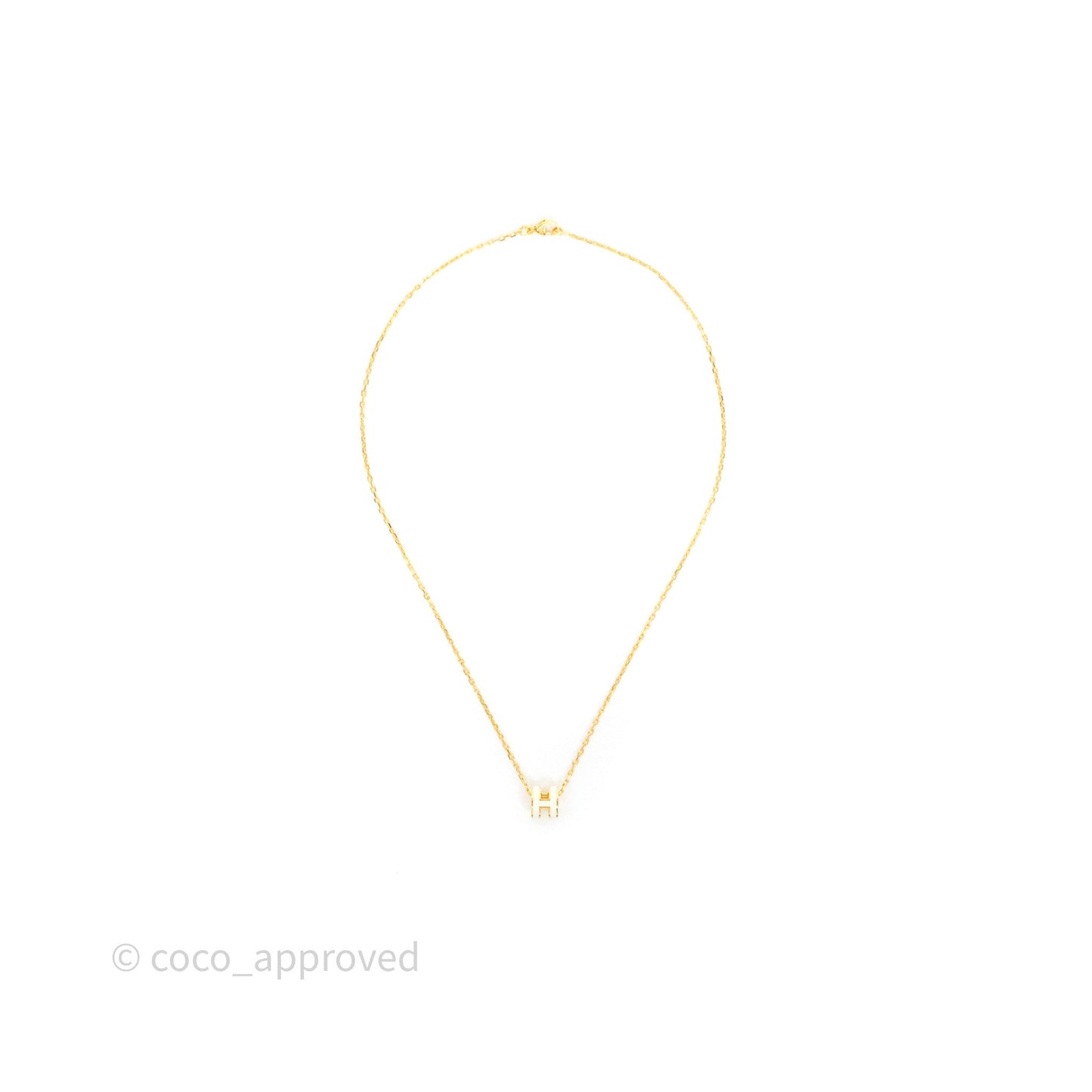 Hermès Mini Pop H Pendant Necklace Blanc 01 Gold Hardware