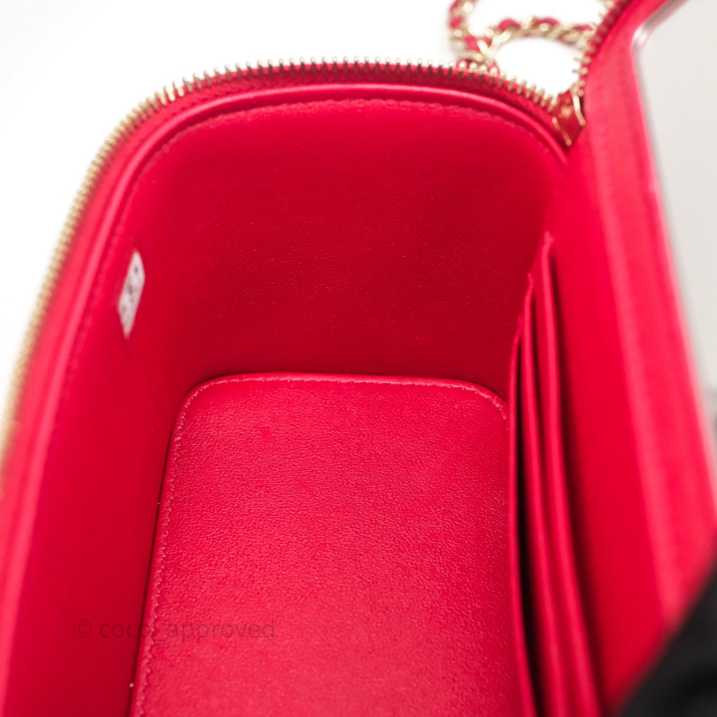 Chanel Logo Top Handle Vanity Rectangular Red Light Gold Hardware