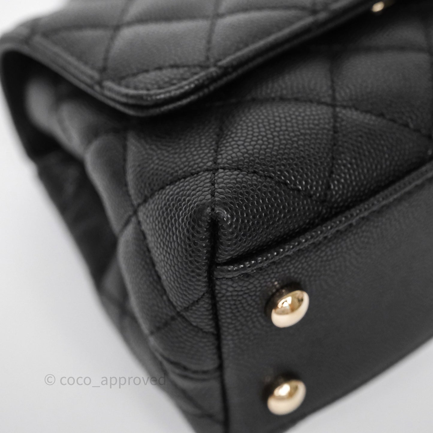 Chanel Mini Coco Handle Quilted Black Caviar Gold Hardware