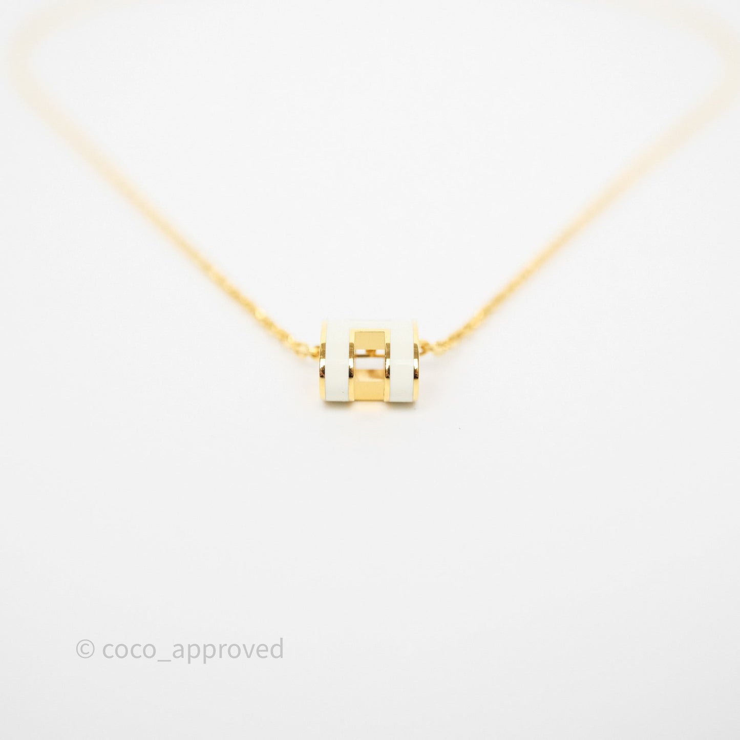 Hermès Mini Pop H Pendant Necklace Blanc 01 Gold Hardware