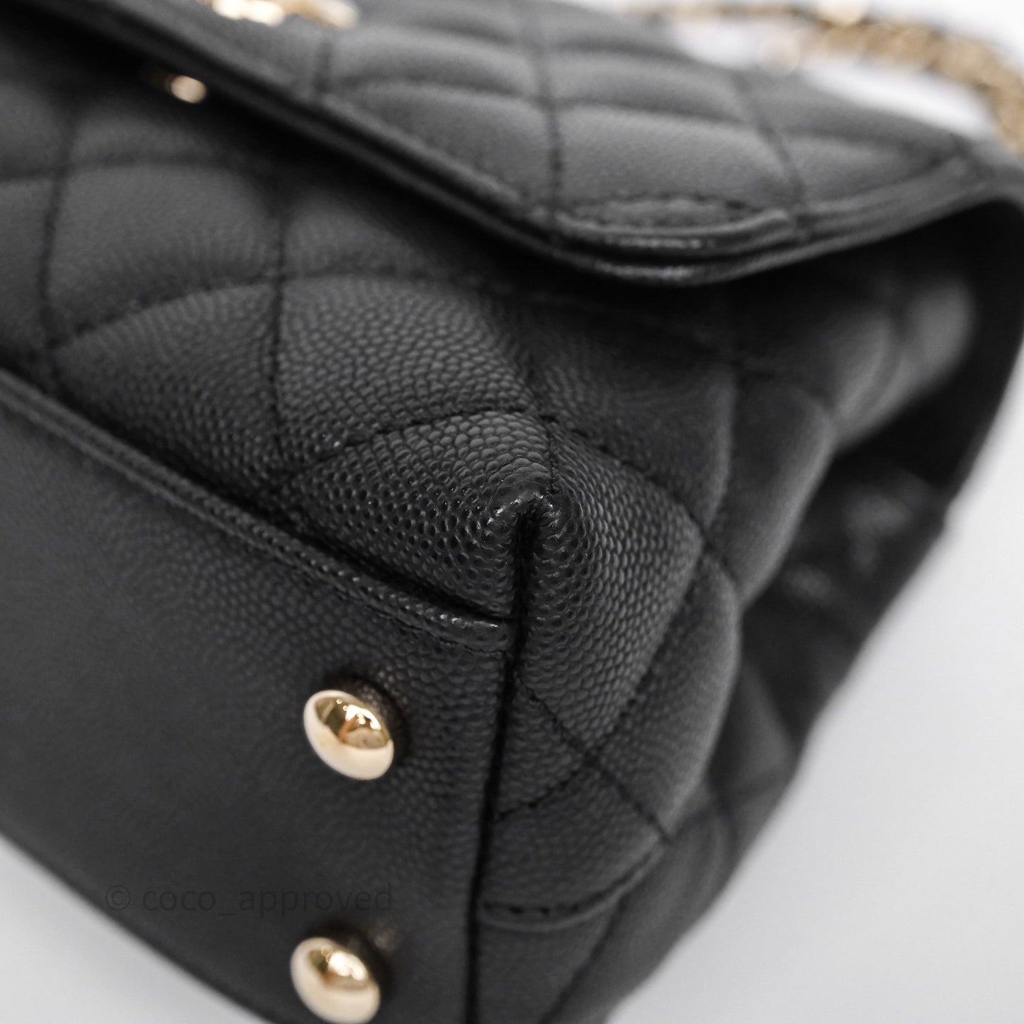 Chanel Mini Coco Handle Quilted Black Caviar Gold Hardware
