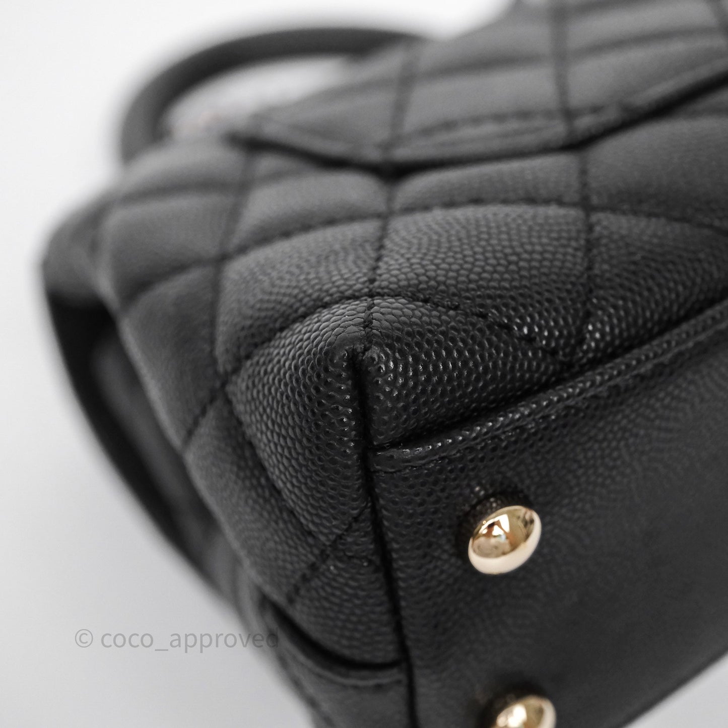 Chanel Mini Coco Handle Quilted Black Caviar Gold Hardware