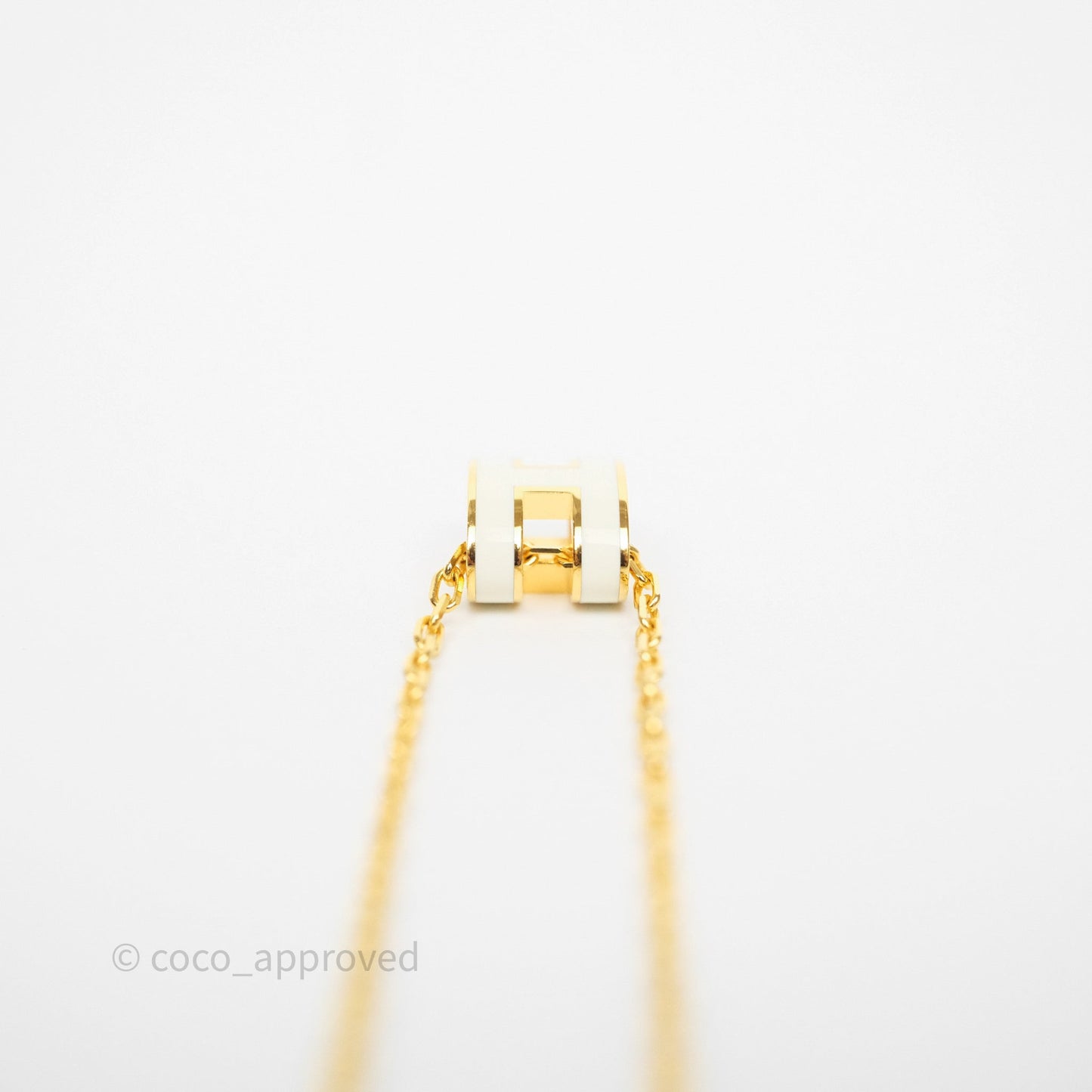 Hermès Mini Pop H Pendant Necklace Blanc 01 Gold Hardware