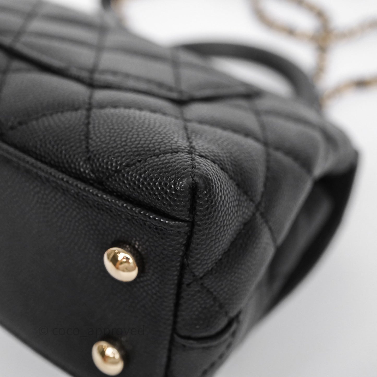 Chanel Mini Coco Handle Quilted Black Caviar Gold Hardware