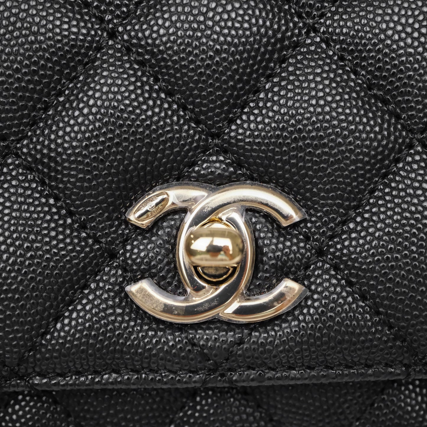 Chanel Mini Coco Handle Quilted Black Caviar Gold Hardware