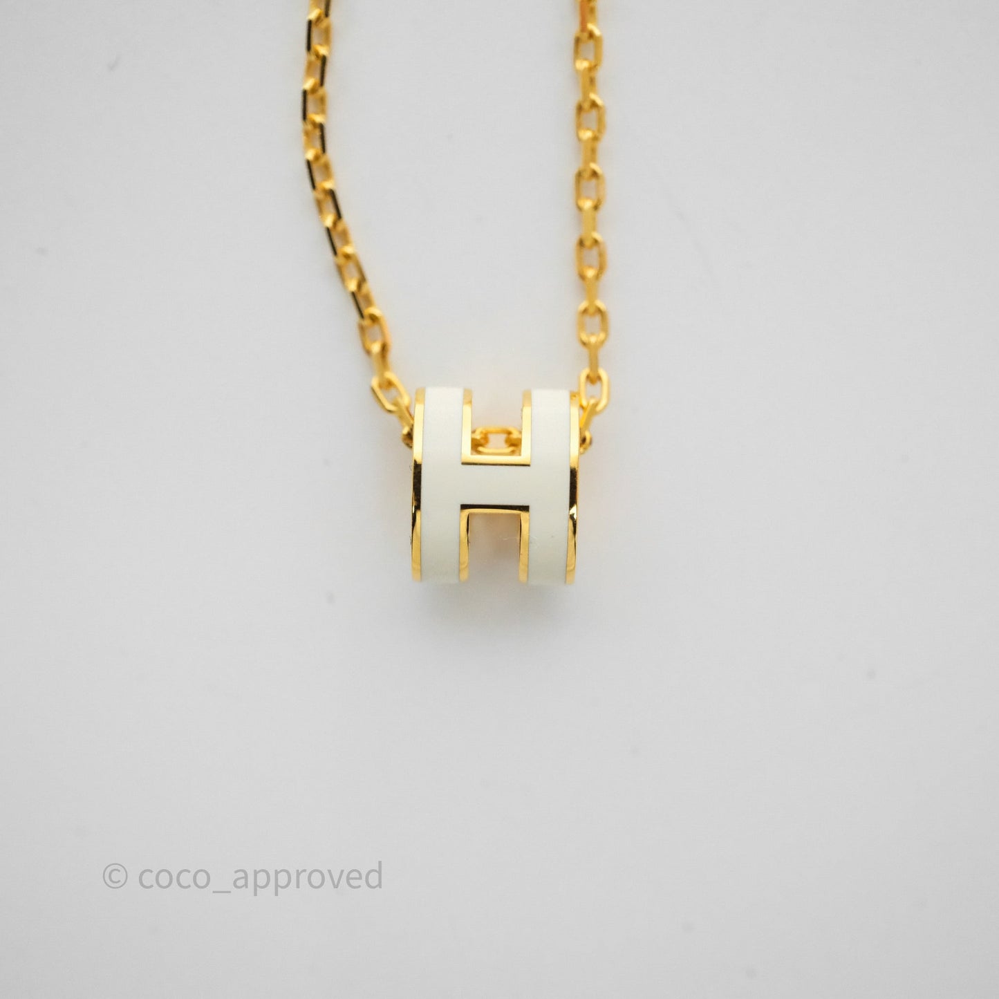 Hermès Mini Pop H Pendant Necklace Blanc 01 Gold Hardware