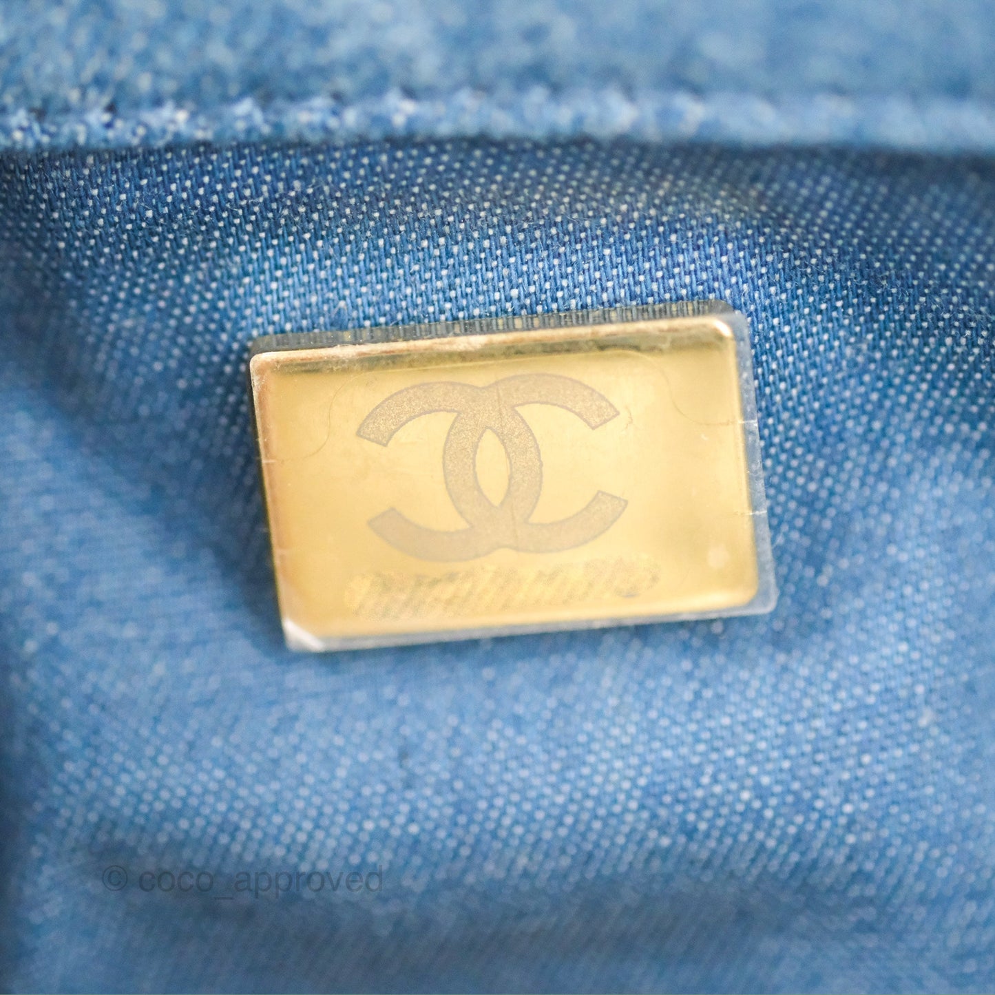 Chanel Mini Rectangular Pearl Crush Quilted Denim Aged Gold Hardware 22C