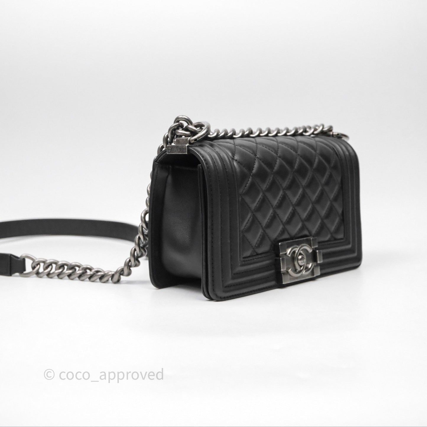 Chanel Small Boy Black Lambskin Ruthenium Hardware