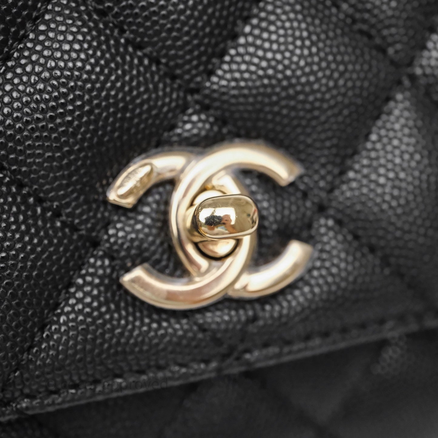 Chanel Mini Coco Handle Quilted Black Caviar Gold Hardware