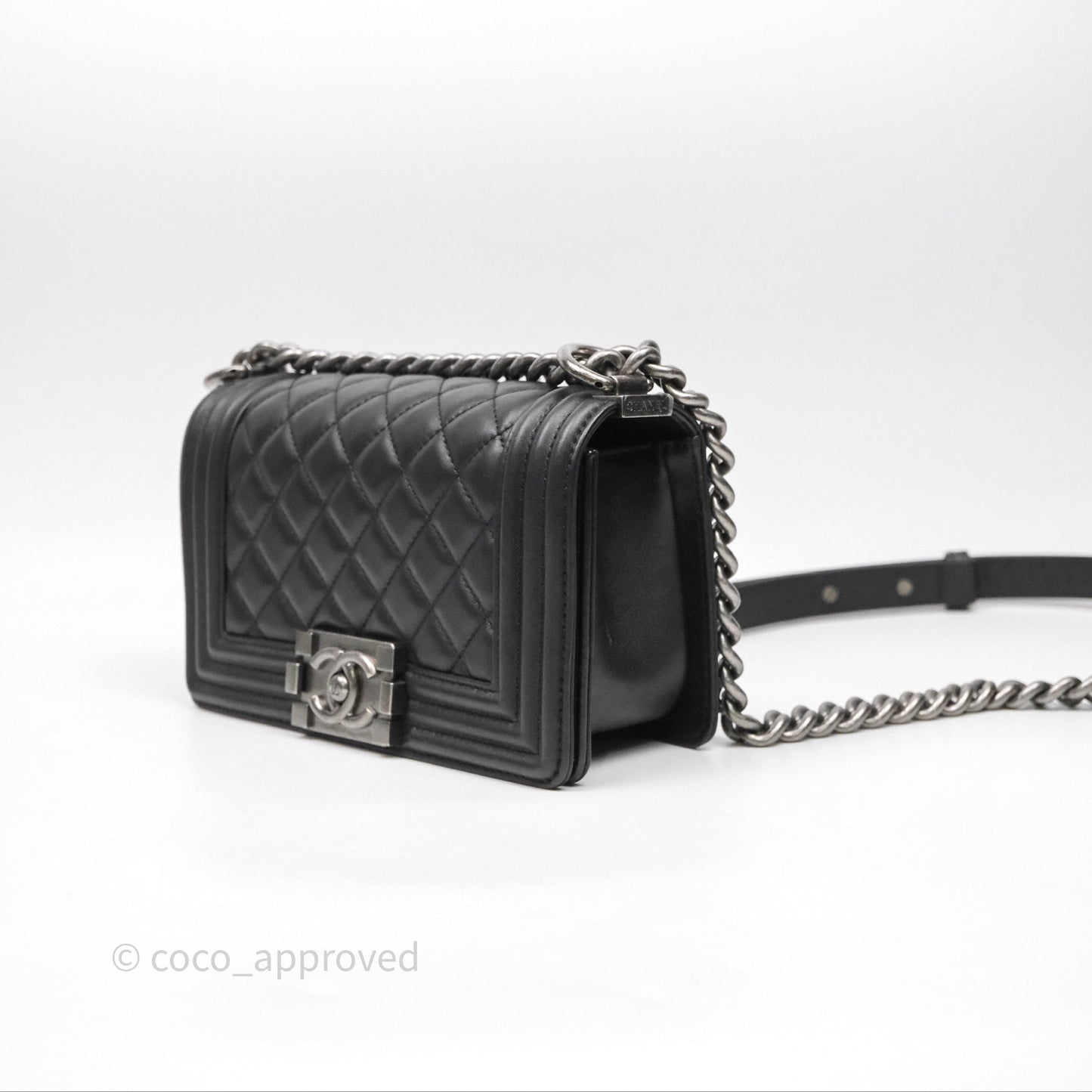 Chanel Small Boy Black Lambskin Ruthenium Hardware