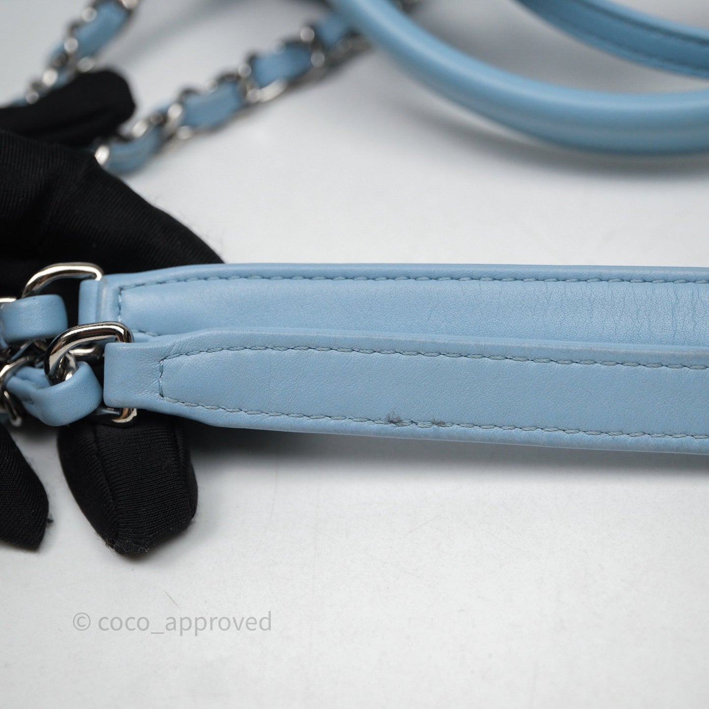 Chanel New Small Deauville Tote Blue Canvas Silver Hardware