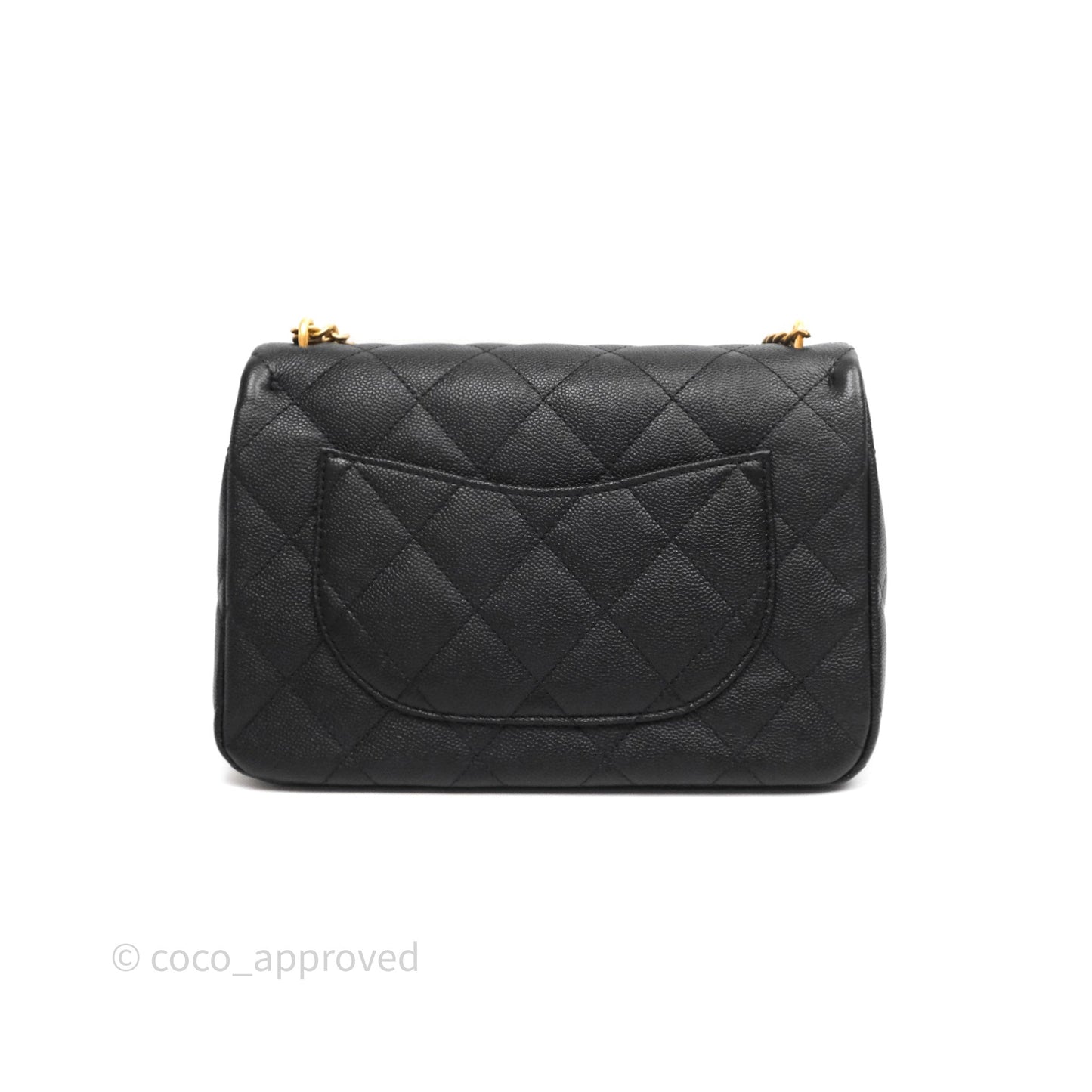 Chanel Flap Bag Heart Adjustable Chain Black Caviar Aged Gold Hardware