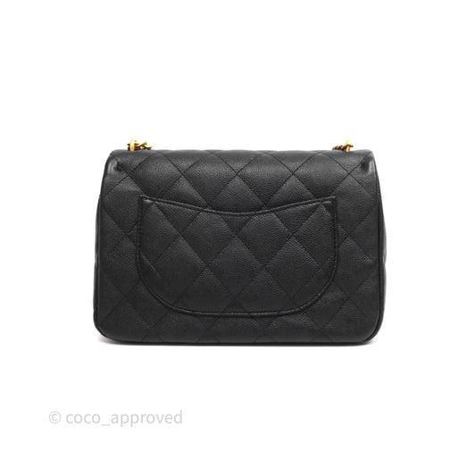 Chanel Flap Bag Heart Adjustable Chain Black Caviar Aged Gold Hardware