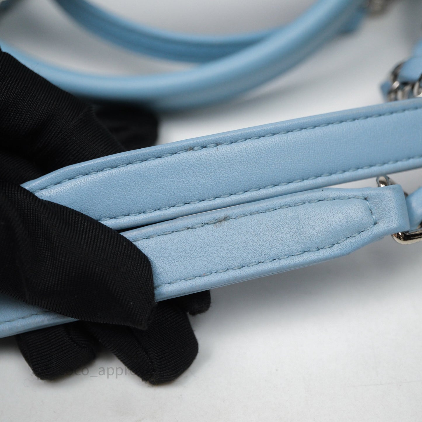 Chanel New Small Deauville Tote Blue Canvas Silver Hardware