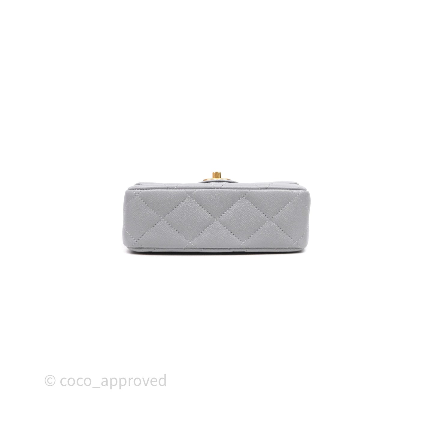Chanel Mini Flap Bag Heart Adjustable Chain Grey Caviar Aged Gold Hardware