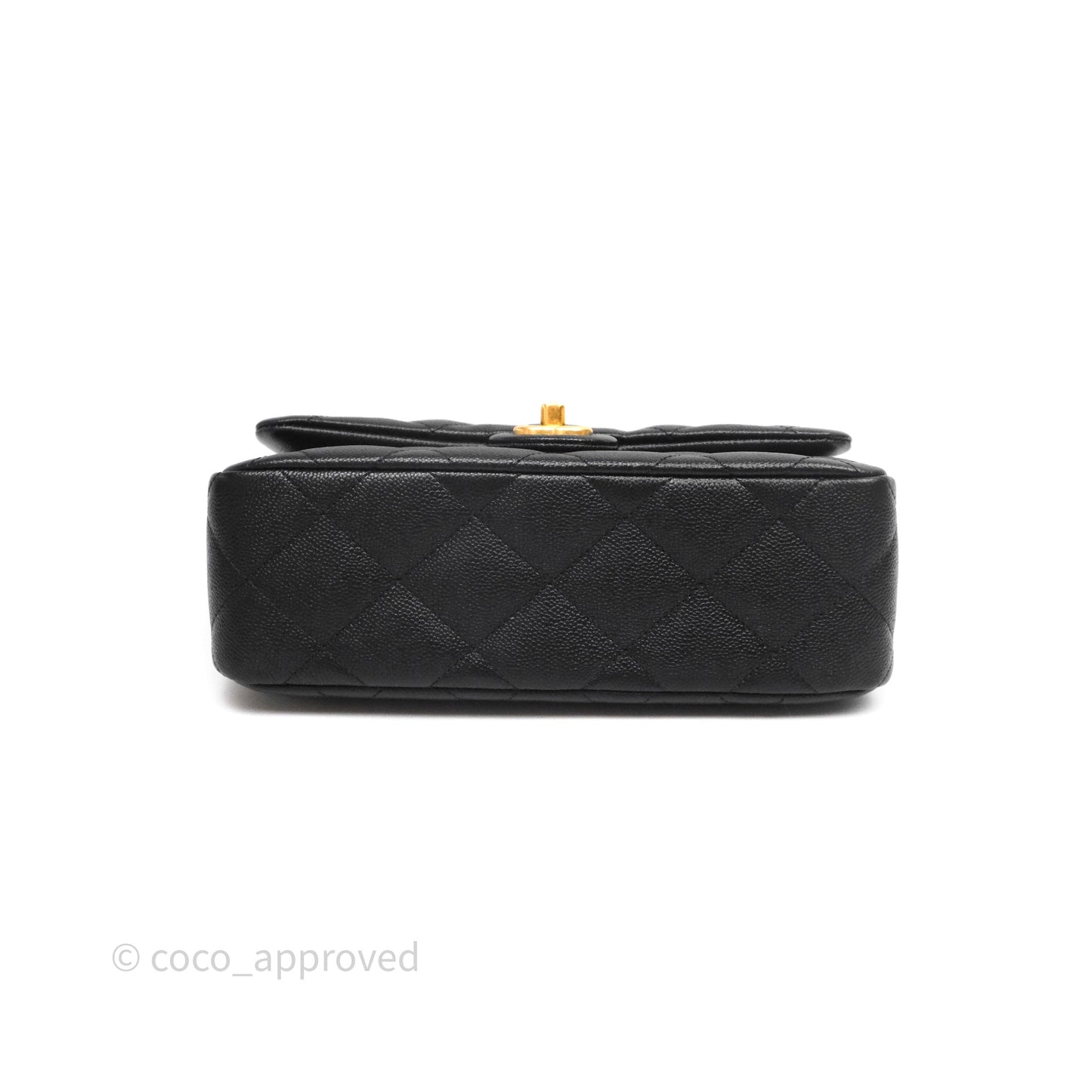 Chanel Flap Bag Heart Adjustable Chain Black Caviar Aged Gold Hardware