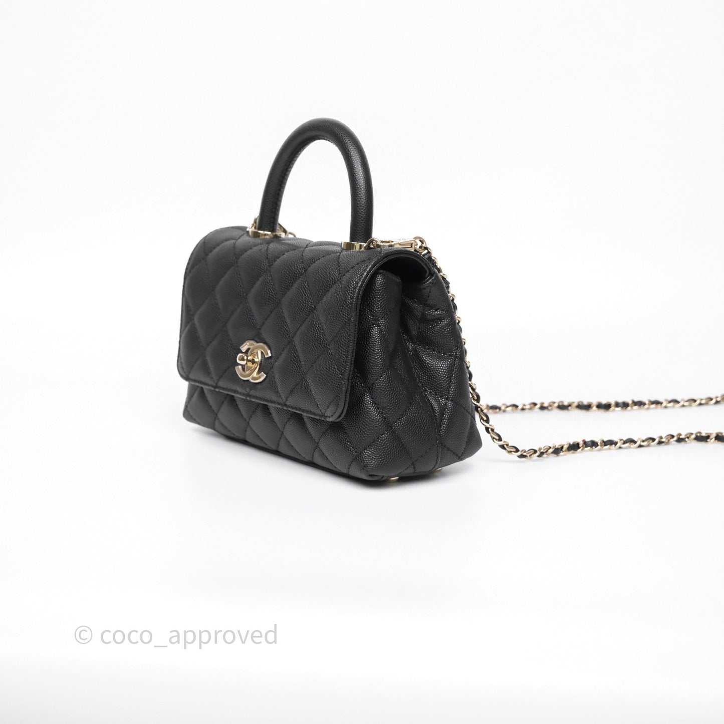 Chanel Mini Coco Handle Quilted Black Caviar Gold Hardware