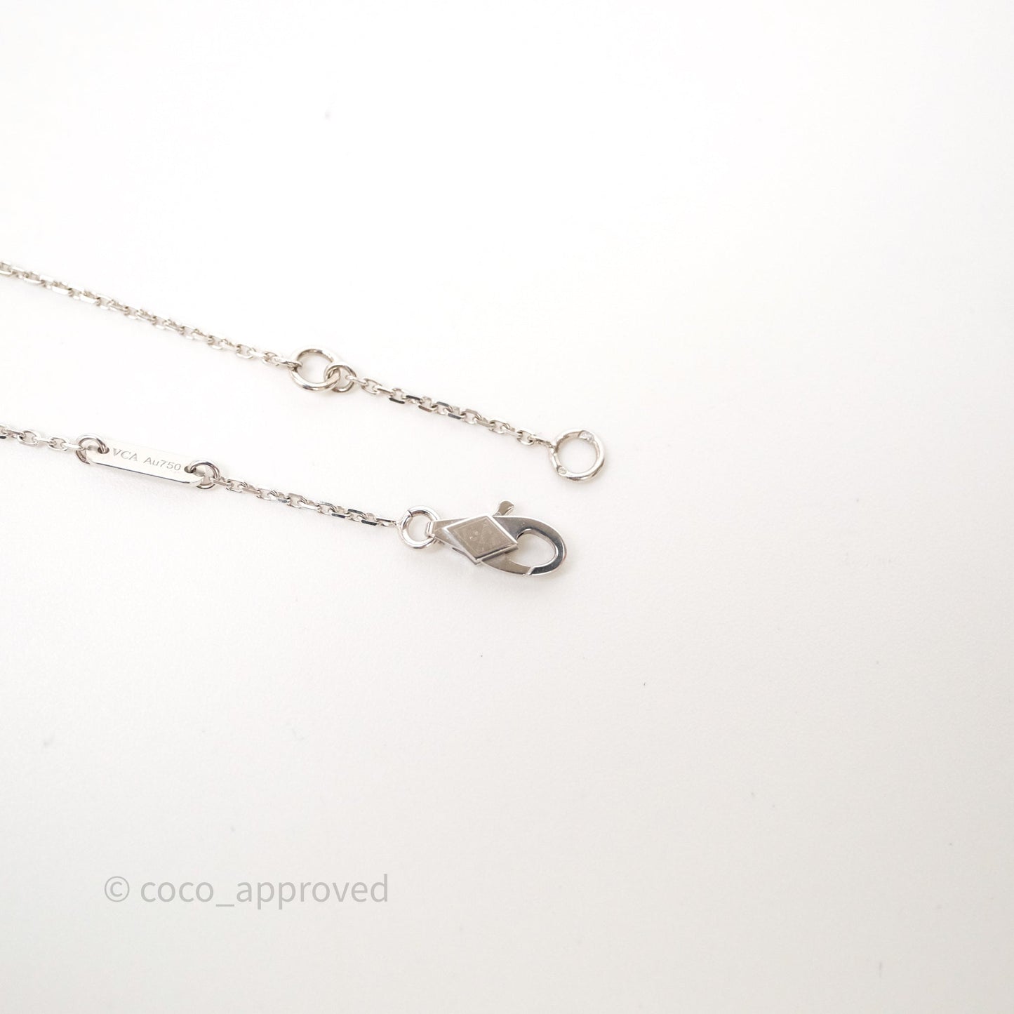 Van Cleef & Arpels Alhambra Pendant White Gold Diamond Necklace Silver Tone