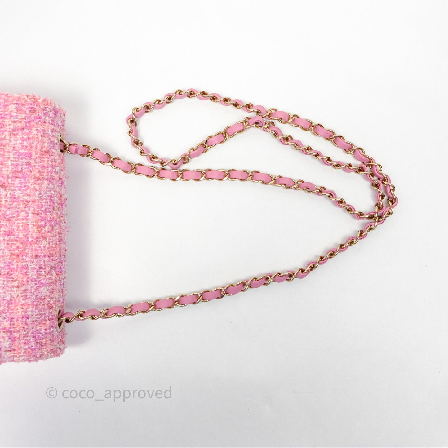 Chanel Tweed Quilted Mini Rectangular Flap Pink Tweed Gold Hardware