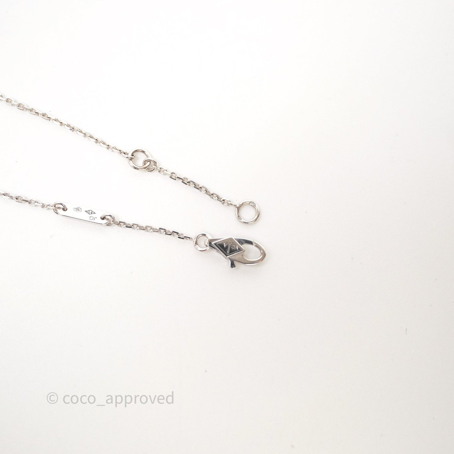 Van Cleef & Arpels Alhambra Pendant White Gold Diamond Necklace Silver Tone