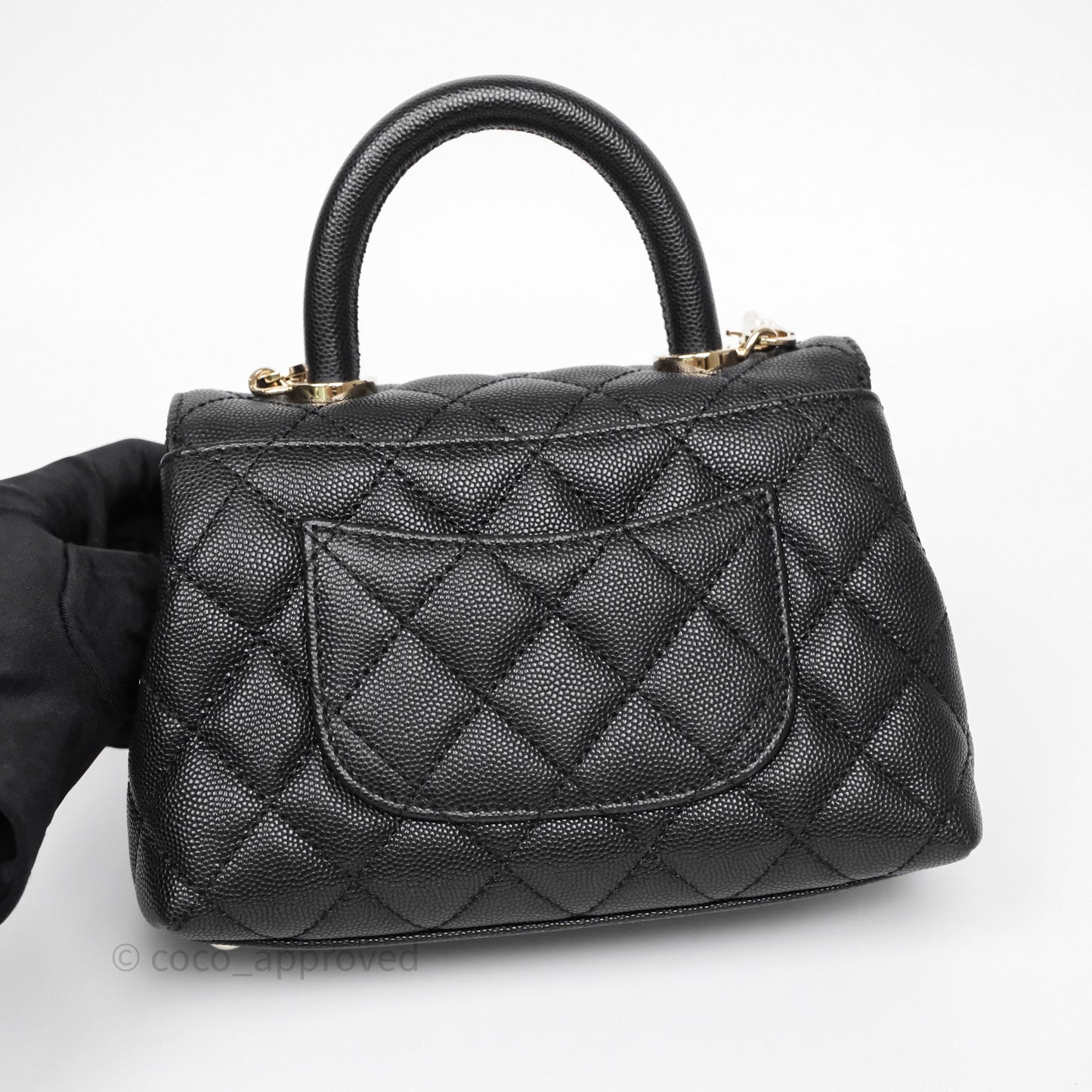 Chanel Mini Coco Handle Quilted Black Caviar Gold Hardware