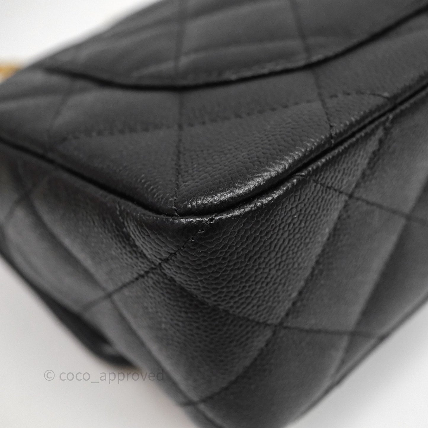 Chanel Flap Bag Heart Adjustable Chain Black Caviar Aged Gold Hardware