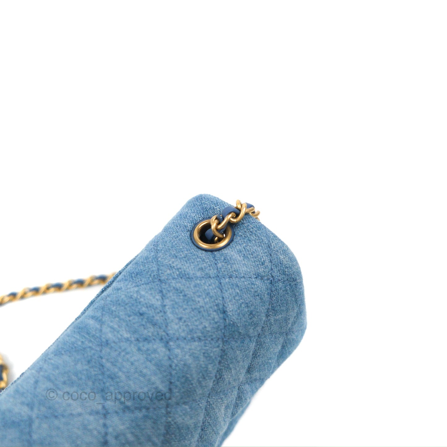 Chanel Mini Rectangular Pearl Crush Quilted Denim Aged Gold Hardware 22C