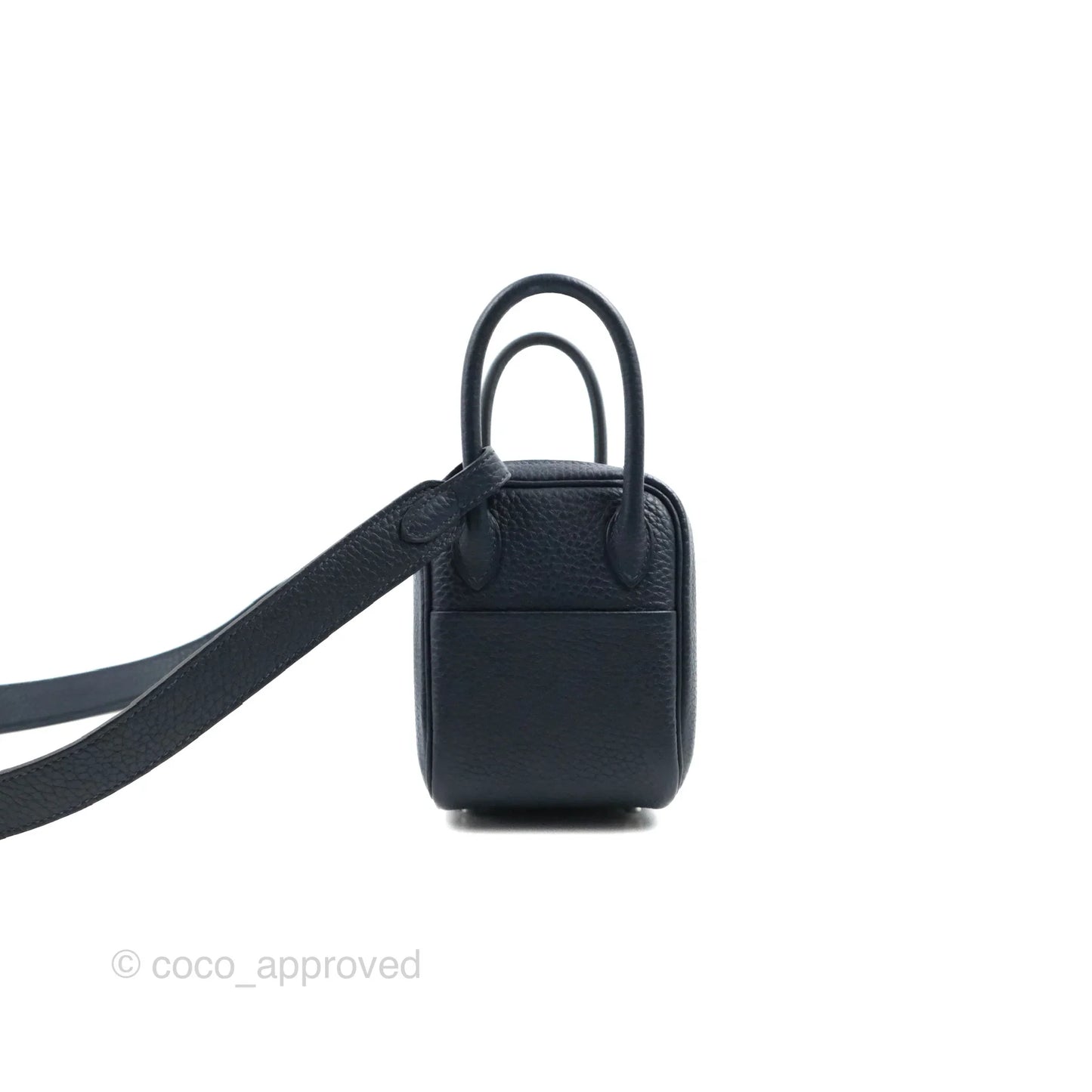 Hermès Mini Lindy 20 Bleu Nuit Clemence Palladium Hardware