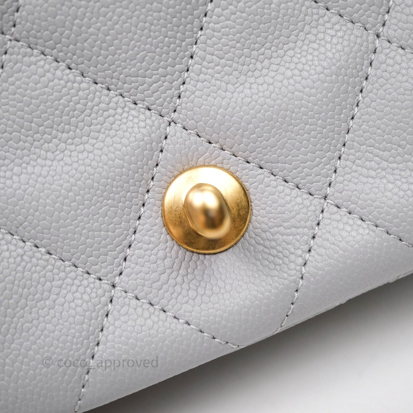 Chanel Mini Flap Bag Heart Adjustable Chain Grey Caviar Aged Gold Hardware