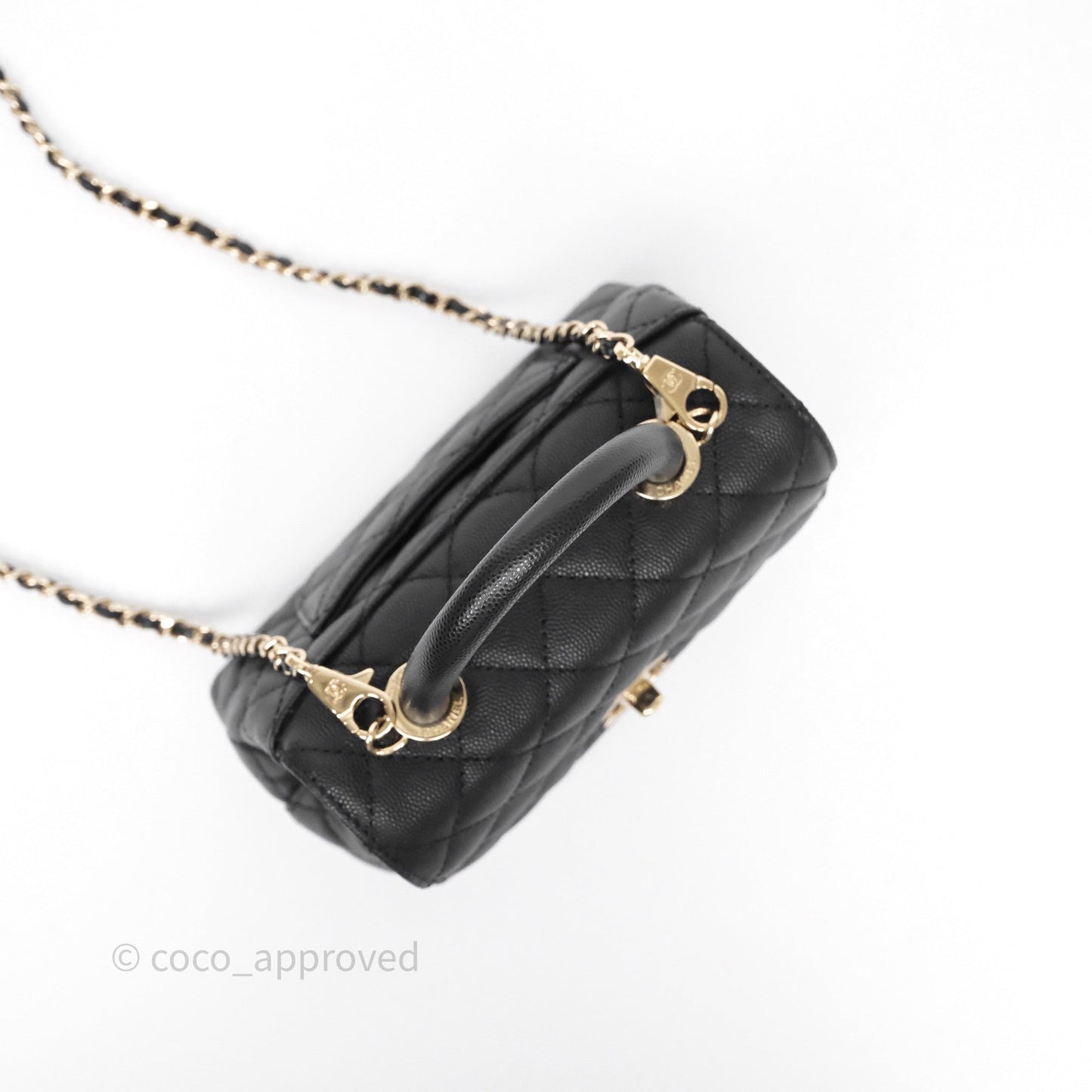 Chanel Mini Coco Handle Quilted Black Caviar Gold Hardware