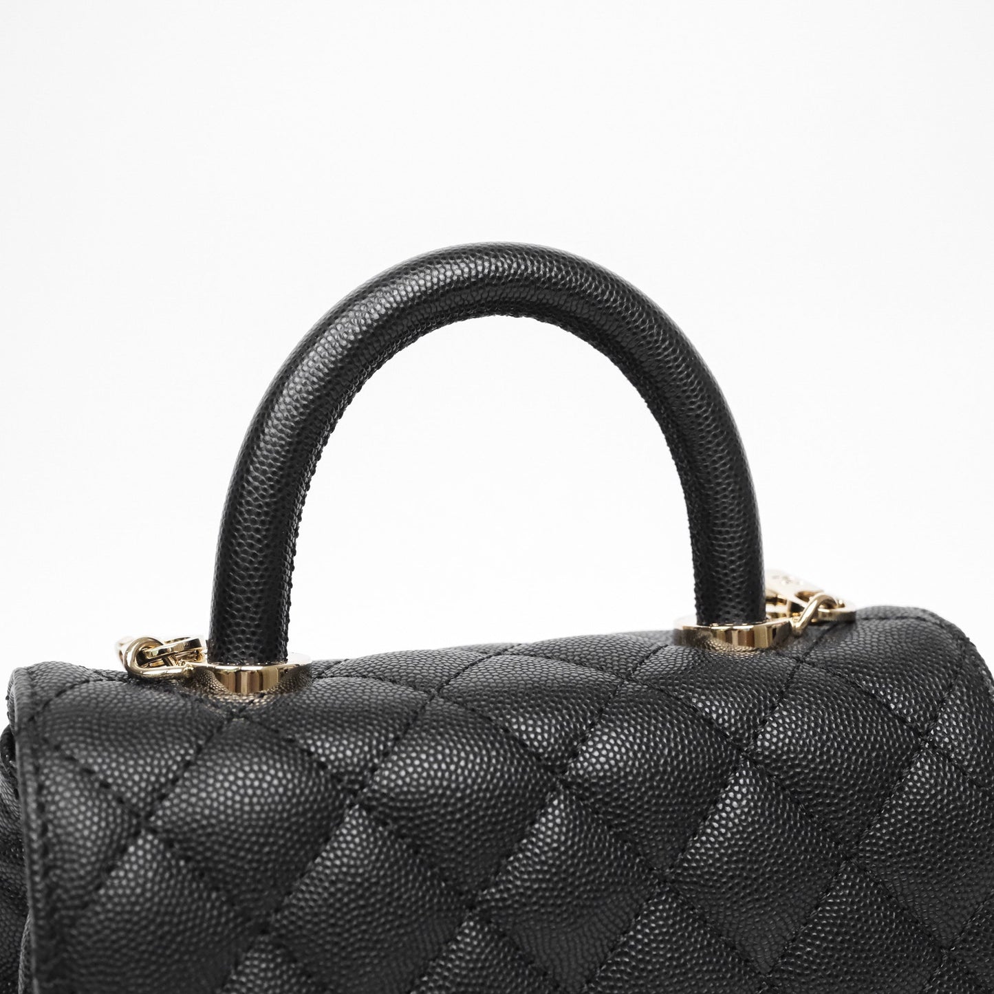 Chanel Mini Coco Handle Quilted Black Caviar Gold Hardware